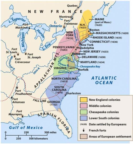 Image result for 13 colonies map